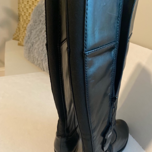 Alfani Bexleyy Black Wide Calf Leather Boots - Picture 2 of 11